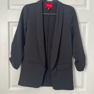 GUESS Black Open-Front Shawl Collar Blazer Jacket
